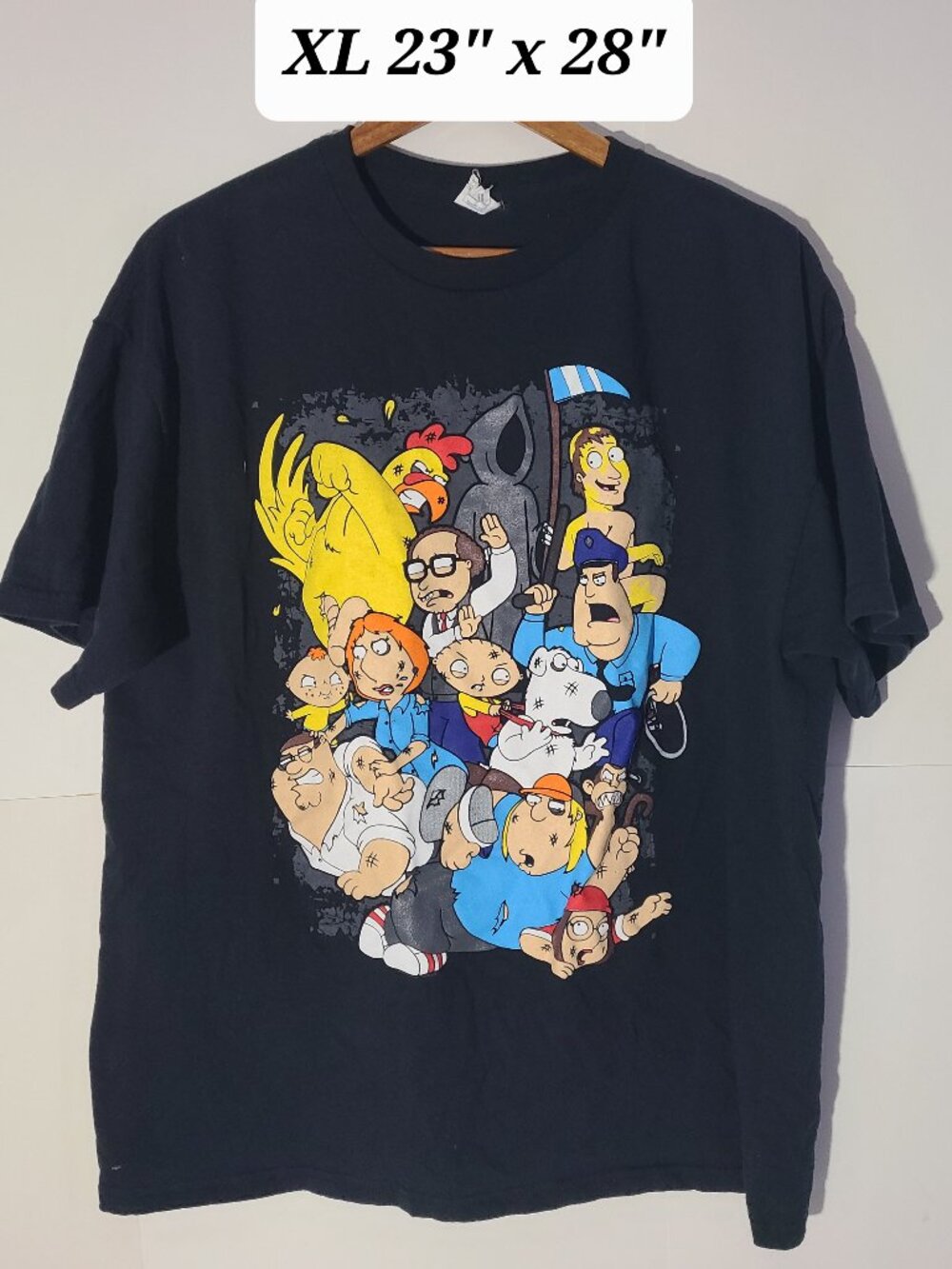 Family Guy Brawls Chicken Fight,Death, Greased Up Guy XL Black T-Shirt